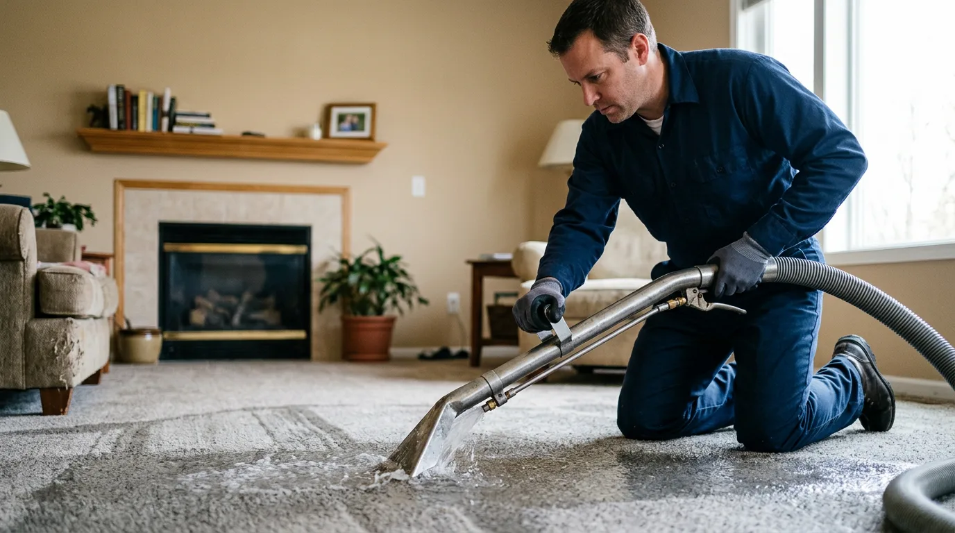 Water damage restoration technician working near Lakewood, WA